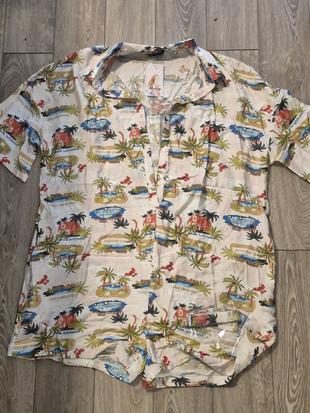 Tropical Romper Womens XXL Lakes & Rivers Print